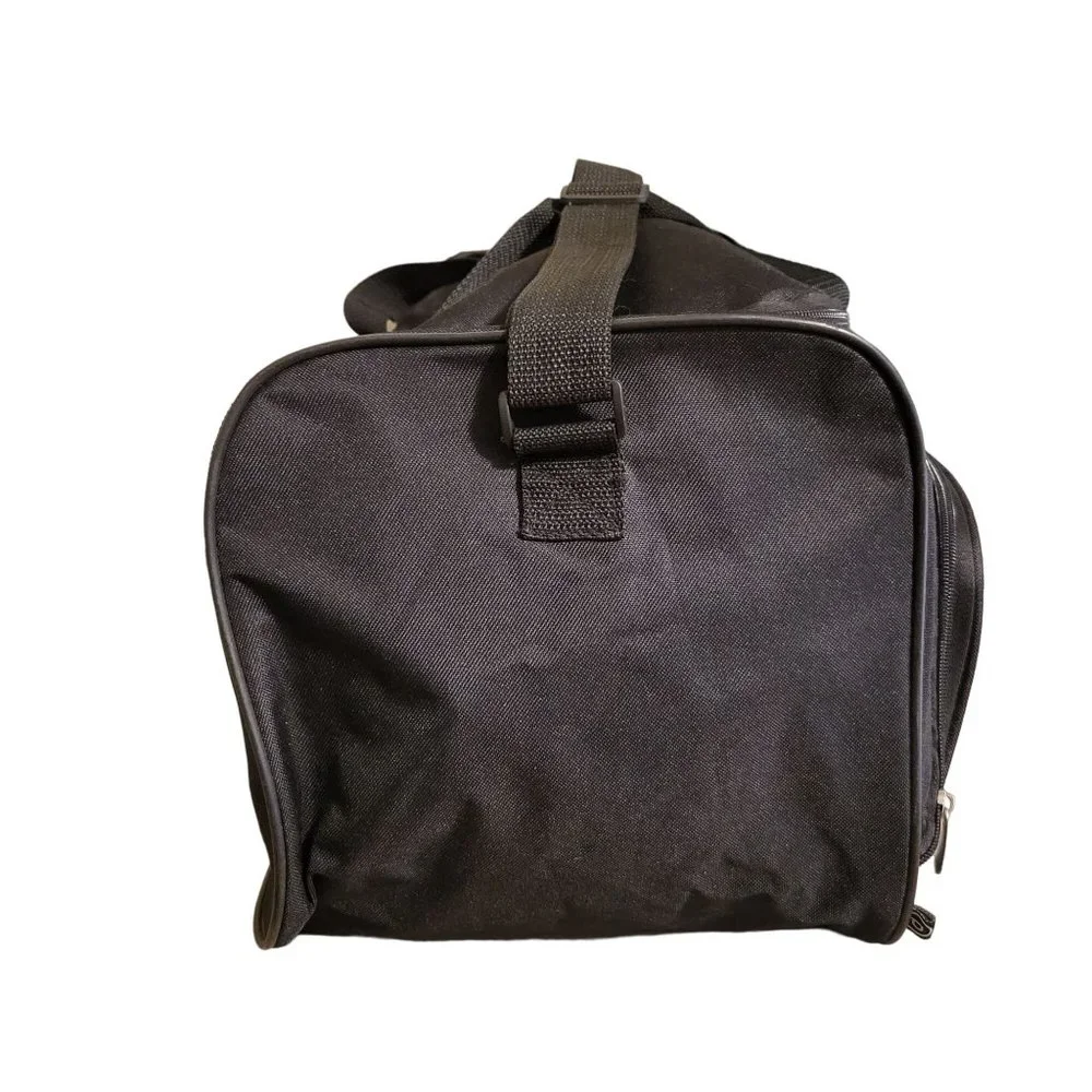 Duffle Bag Black Zipper Opening and Outside Pocket Large 22 x 12 x 12